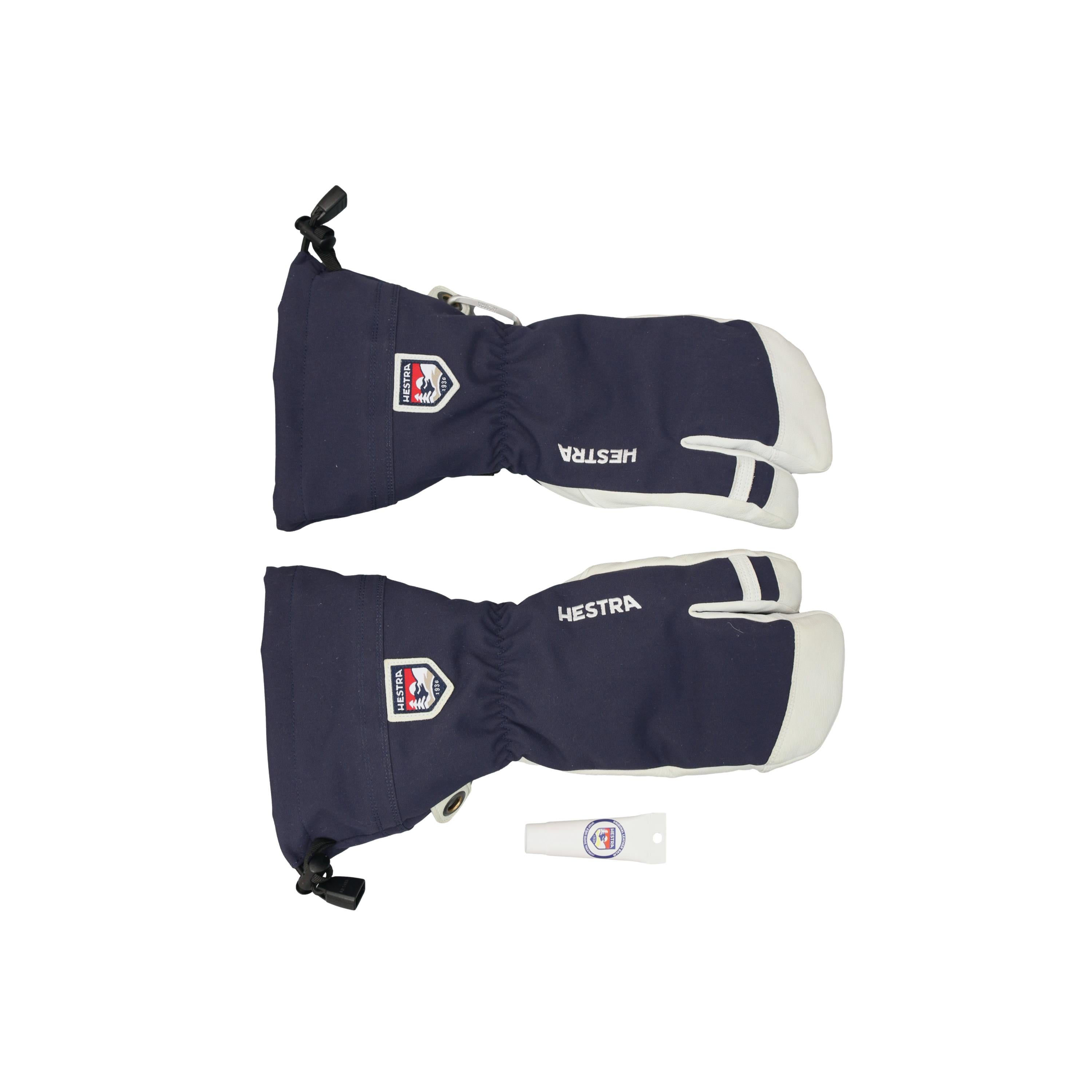 Luva Masculina Ski/Snowboard Hestra Heli Army Azul + Balm Original Leather - Tamanho 9