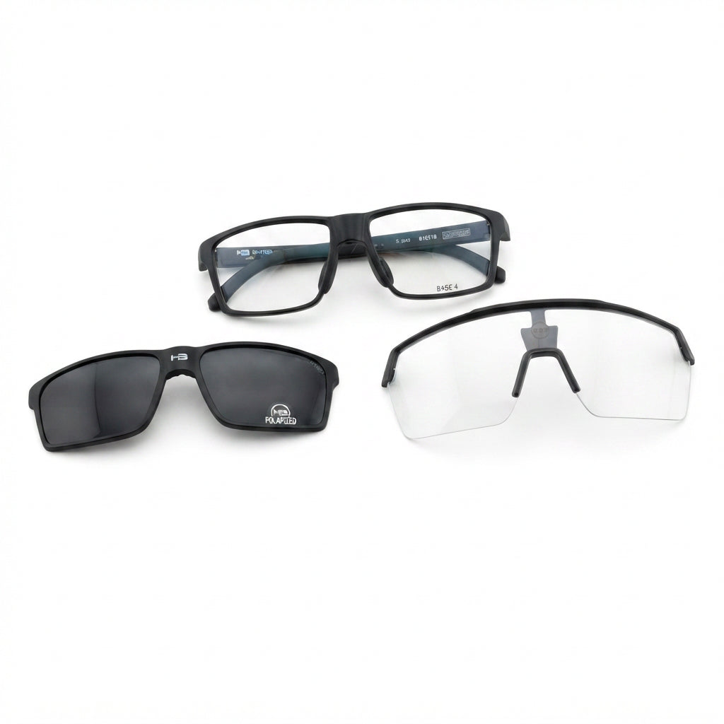 Óculos de Grau HB Presto 2.0 Matte Black Gray/ Photochromic Cinza Clip-On Oresto
