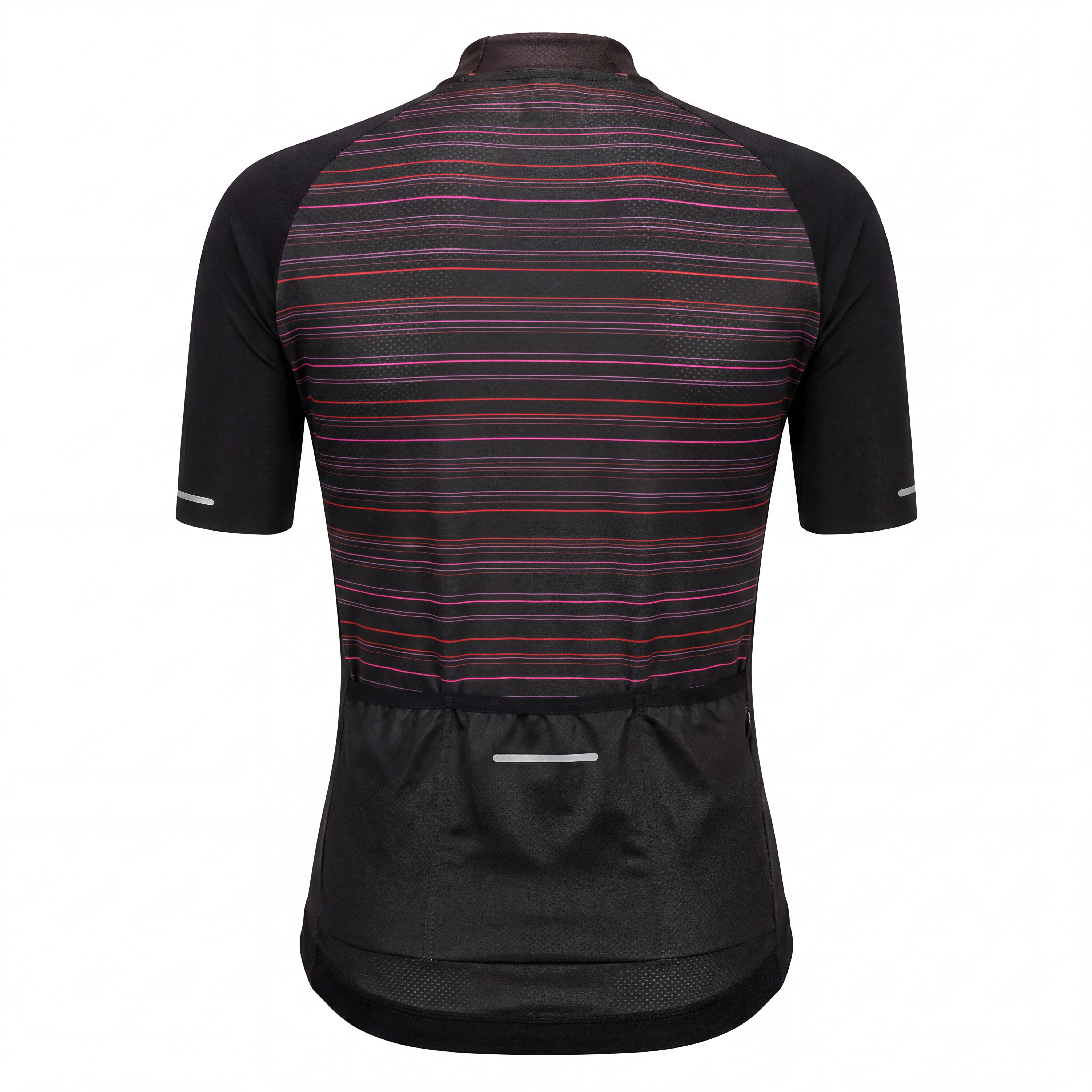 Jersey Feminino Ciclismo Bioracer Sprinter Coldblack Light Preto e Listras Vermelhas - Tamanho M / Novo