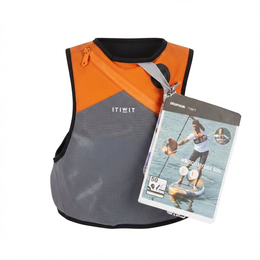 Colete Flutuabilidade Itwit Decathlon Wairgo Hydra 50N Laranja e Cinza - Tamanho M