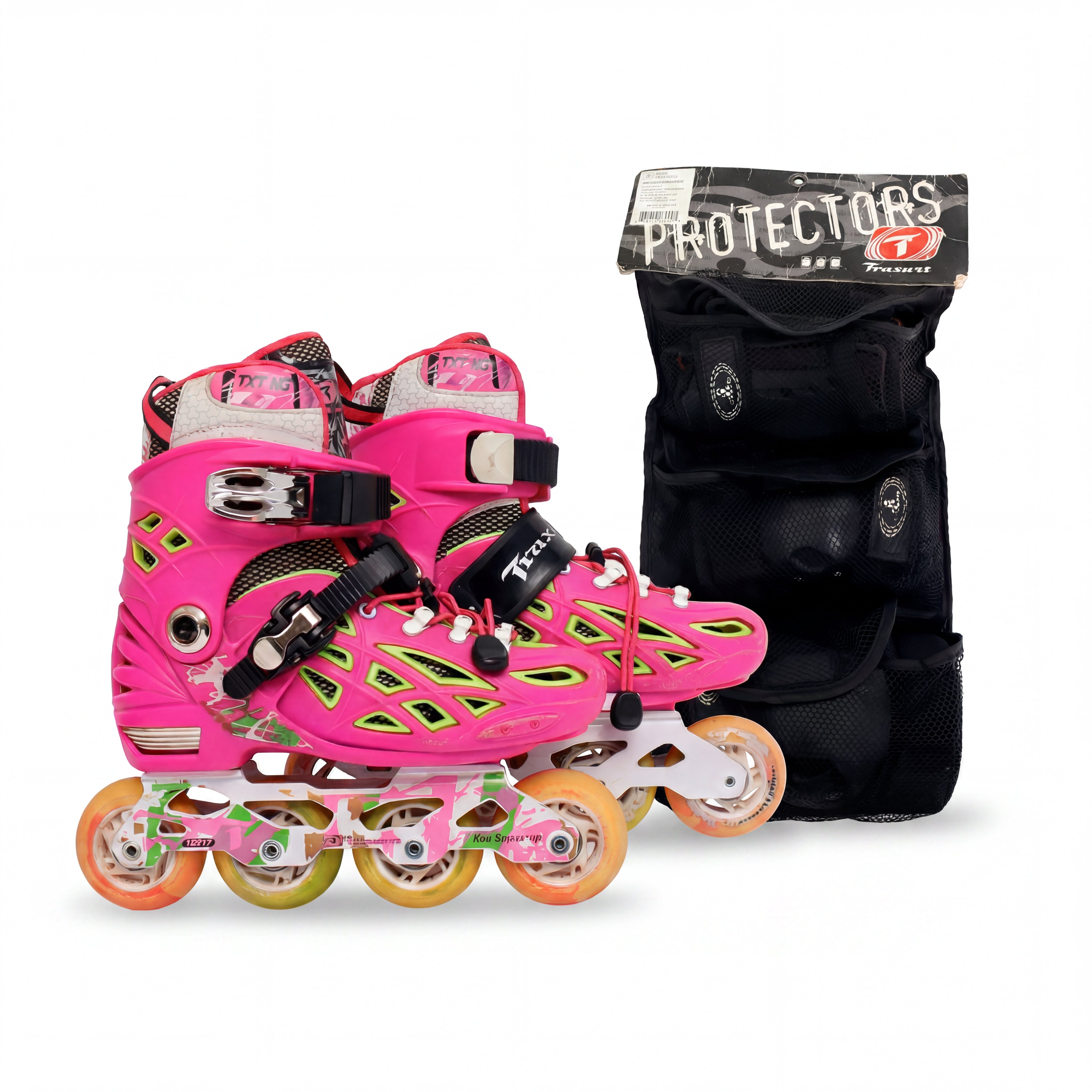 Patins Feminino Traxart New Generation Rosa - Tamanho P + Kit Proteção