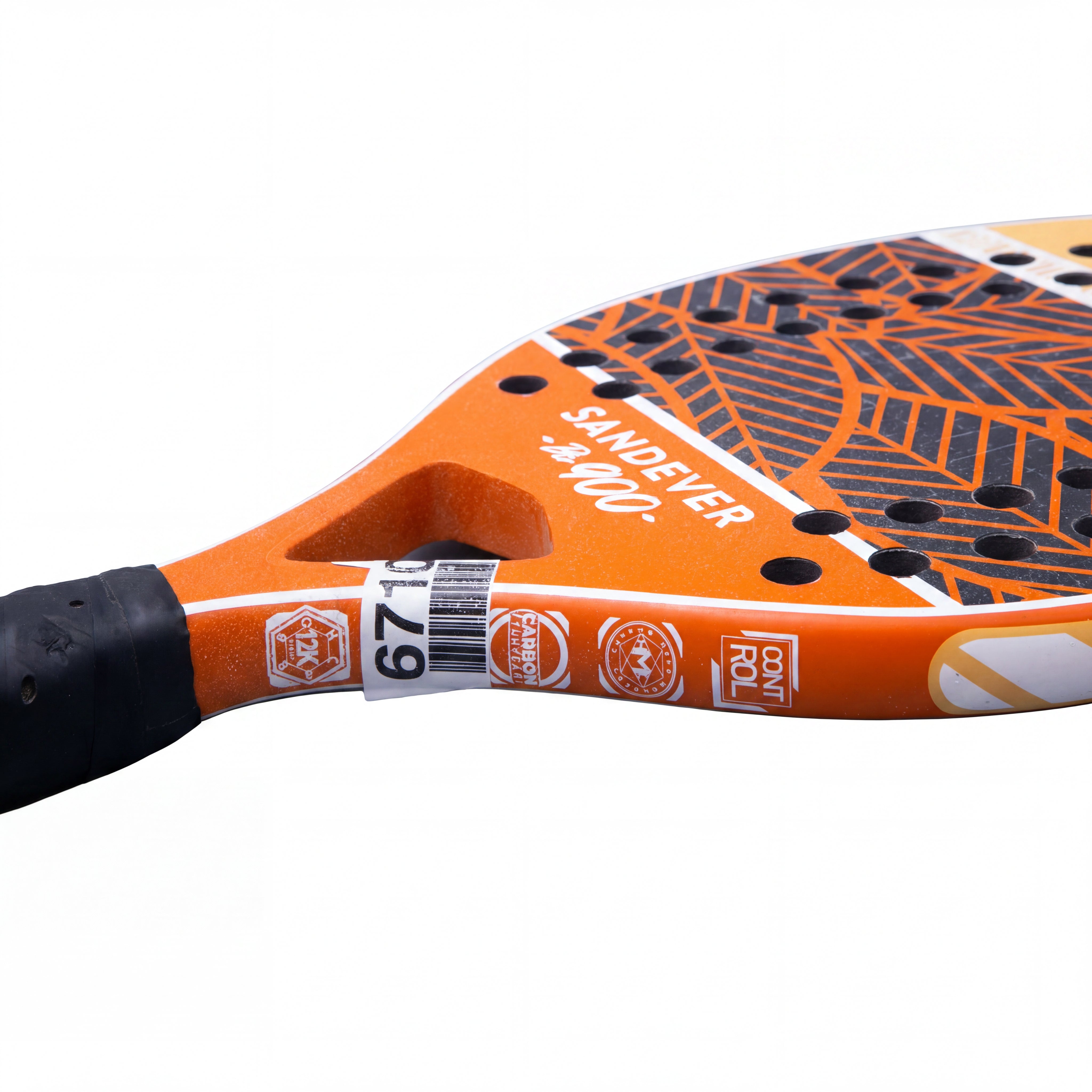 Raquete Unissex Beach Tennis Sandever (Decathlon) BT 900 Control Laranja, Cinza e Branco - 50 cm