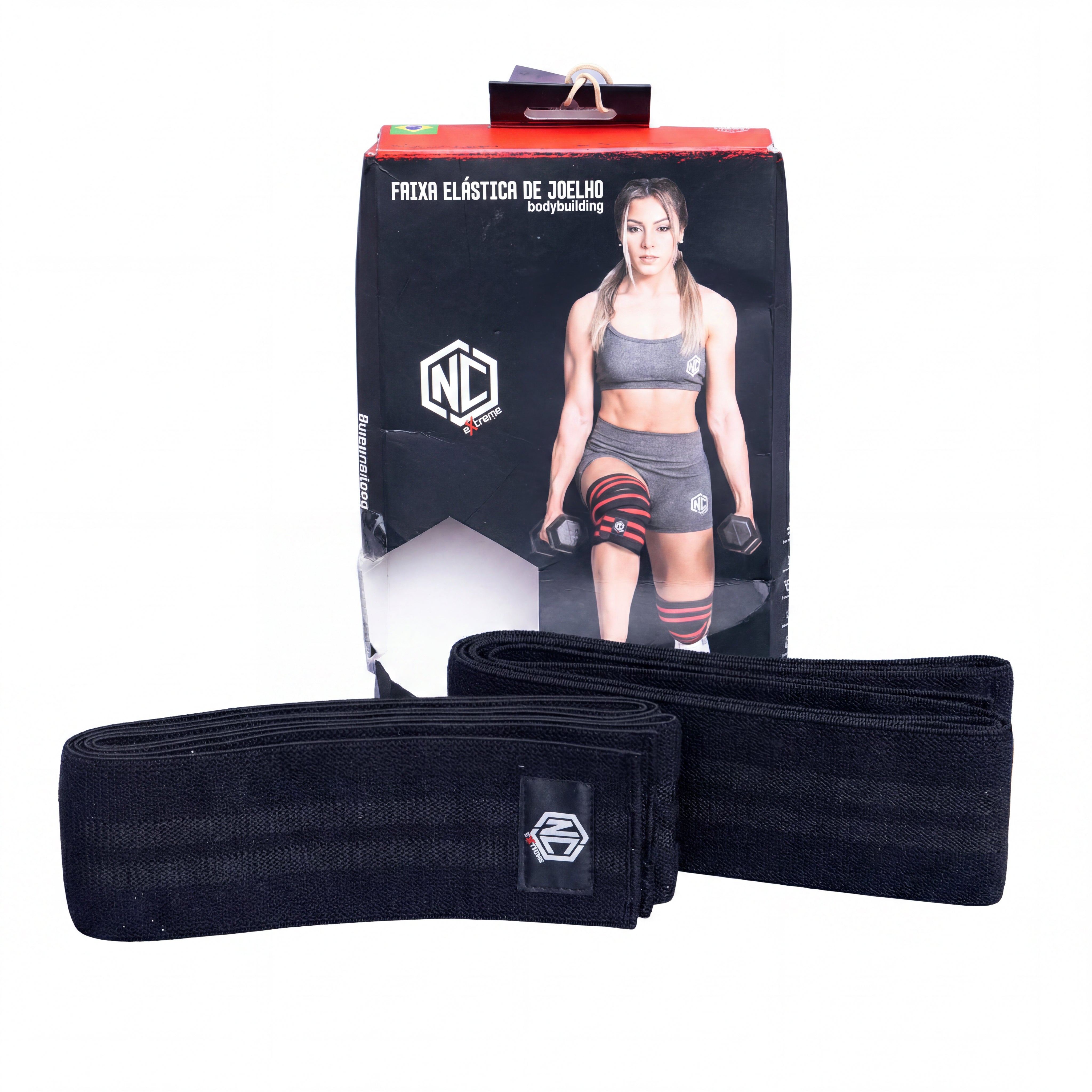 Faixa Elástica de Joelho Unissex Musculação / Pilates NC Extreme - Largura: 8cm - Comprimento 200cm