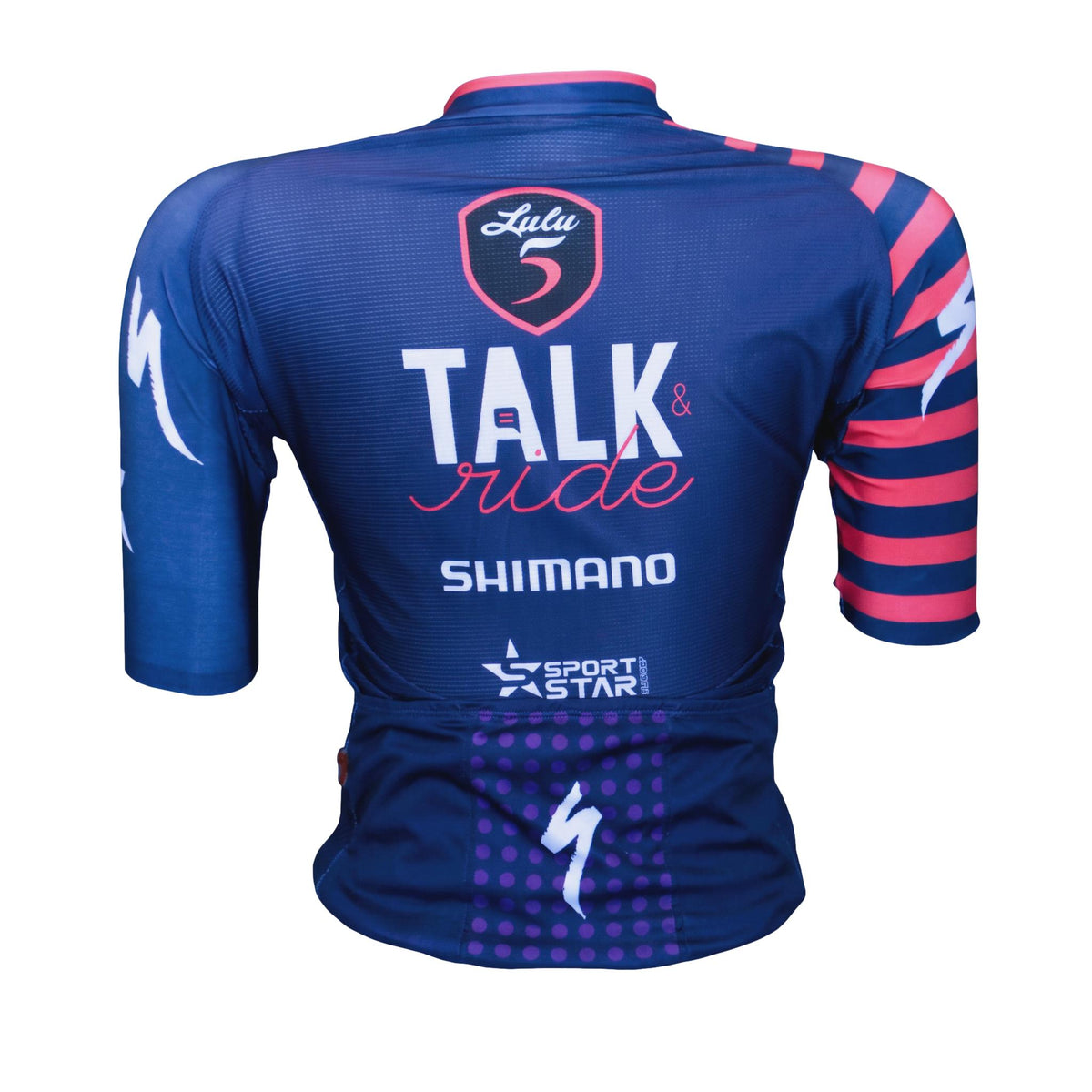 Jersey Feminina Mynd Lulu Talk & Ride Azul / Vermelho / Branco - Tamanho XS