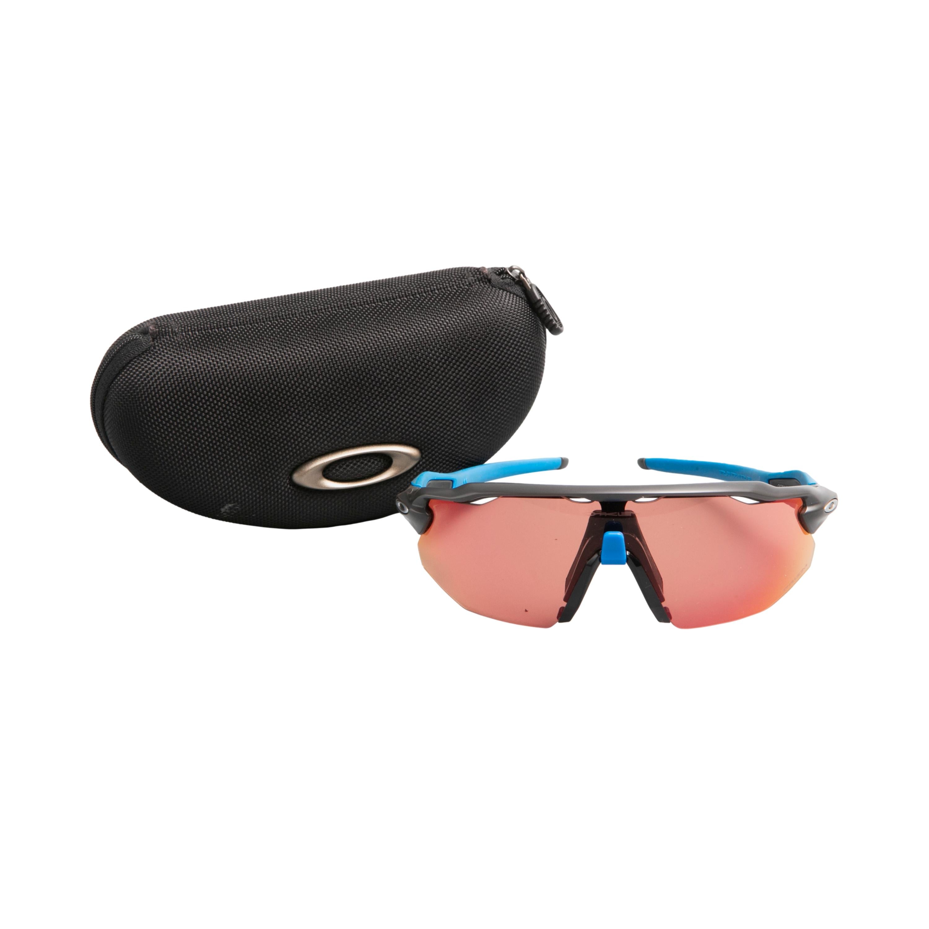 Óculos Unissex Ciclismo Oakley Prizm Cinza/Azul Lente Rosa + Case - Tamanho Único