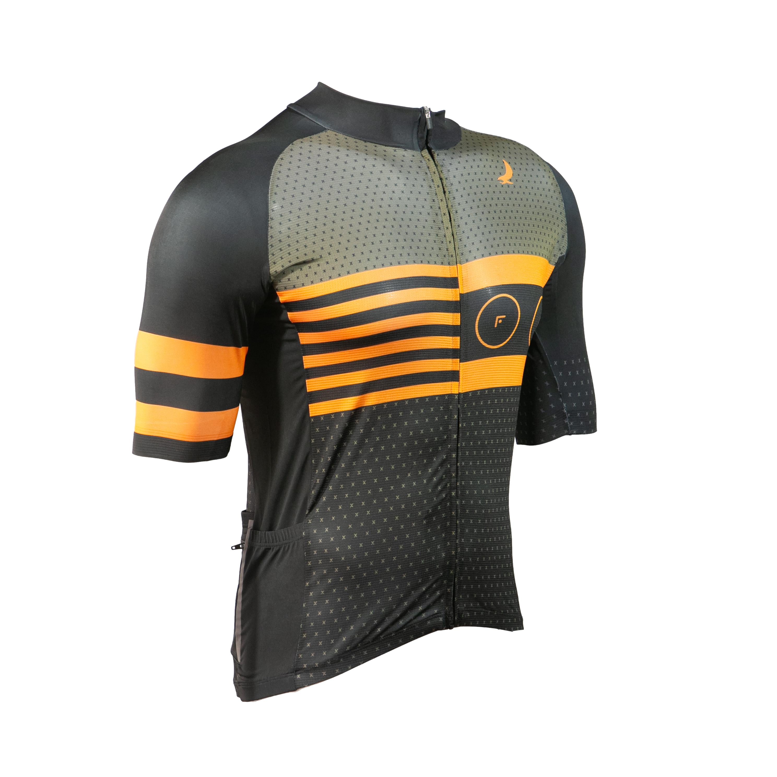 Camiseta Jersey Masculina Ciclismo Preto/Laranja - Tamanho G