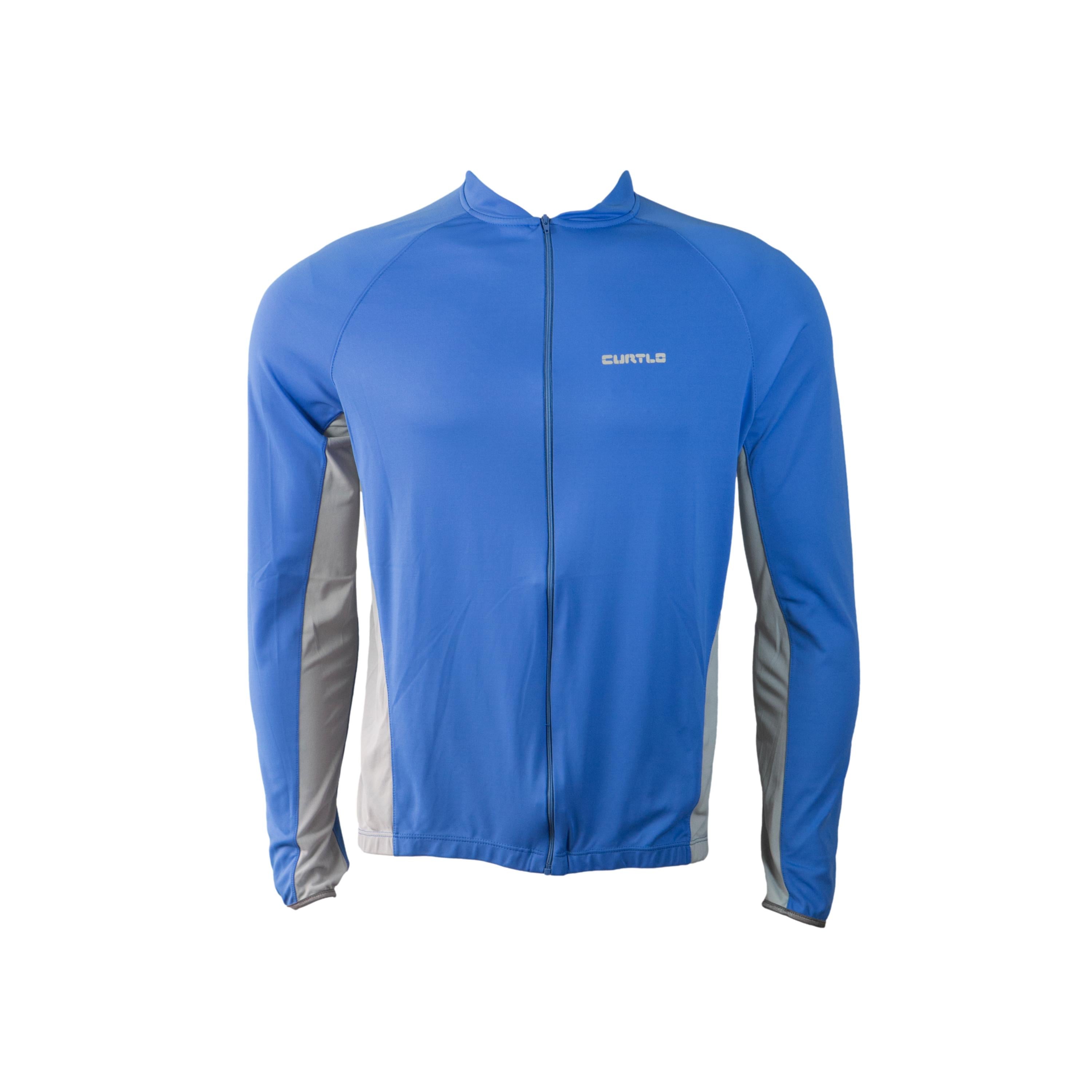 Camiseta Jersey Manga Longa Masculina Ciclismo Curtlo Azul/Cinza - Tamanho GG