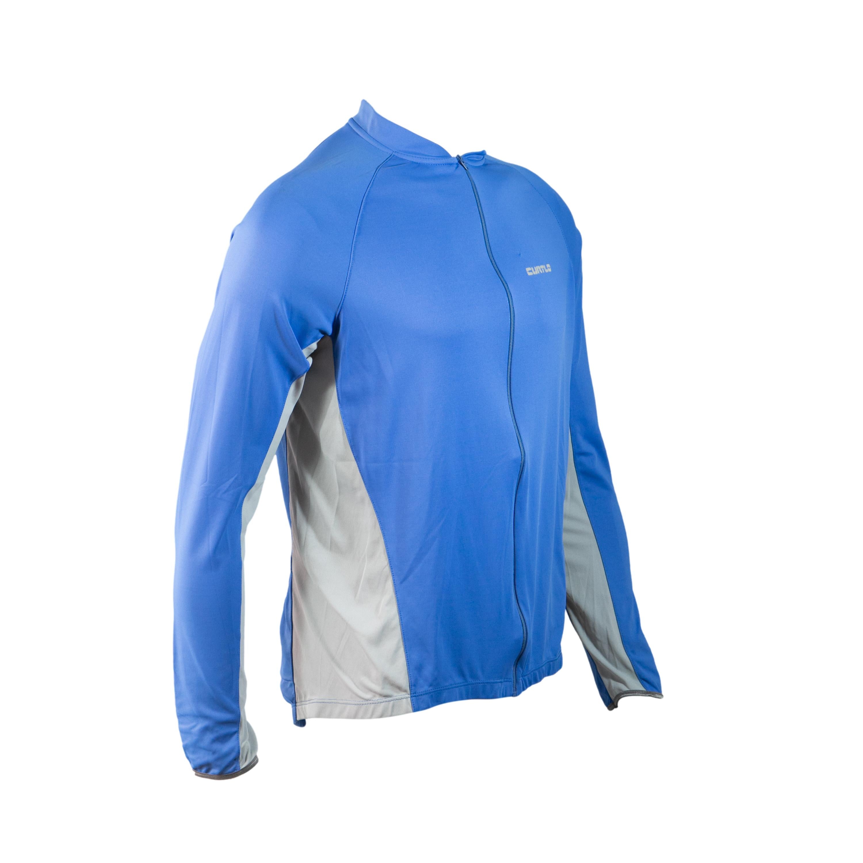 Camiseta Jersey Manga Longa Masculina Ciclismo Curtlo Azul/Cinza - Tamanho GG