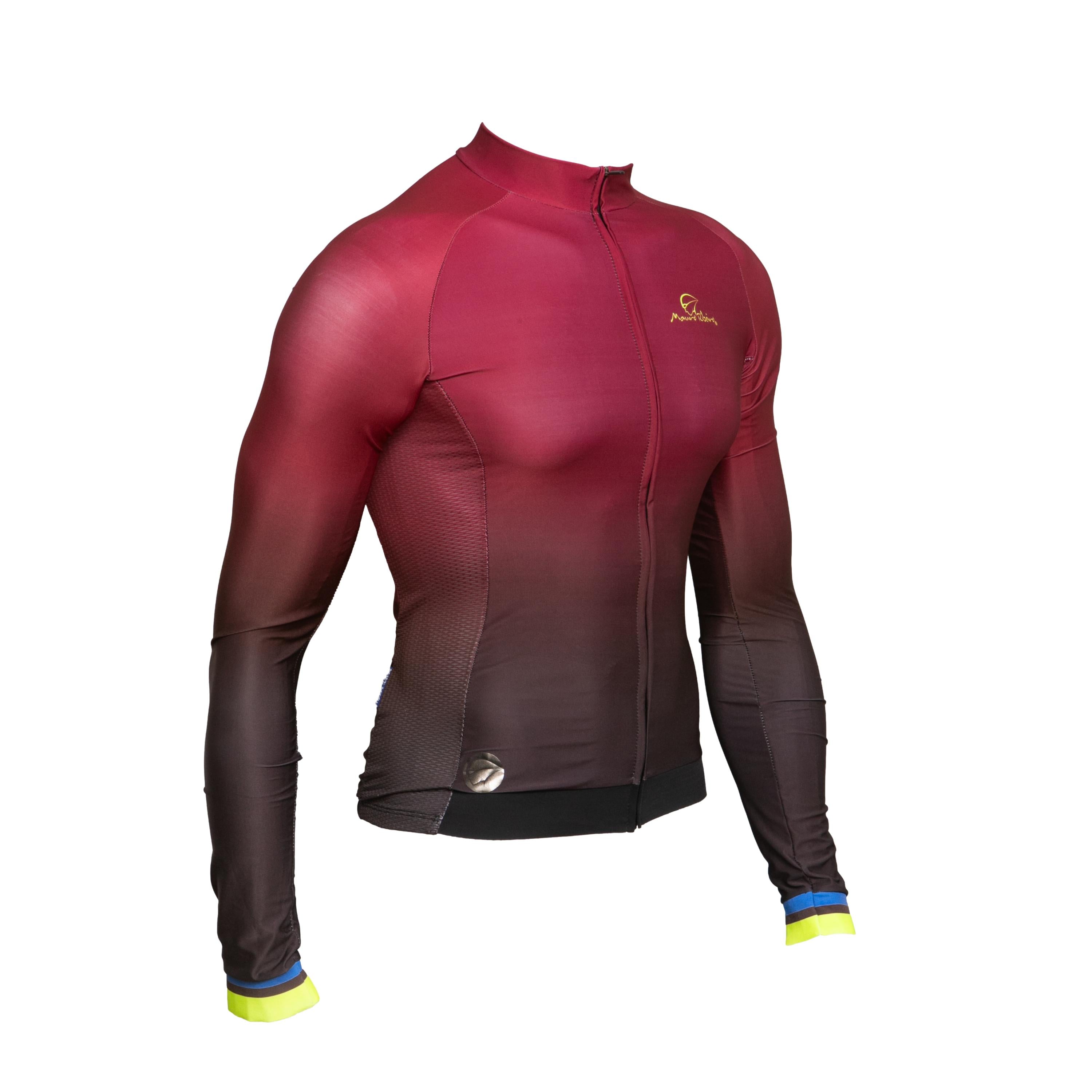 Camiseta Jersey Manga Longa Masculina Ciclismo Mauro Ribeiro Vinho - Tamanho G