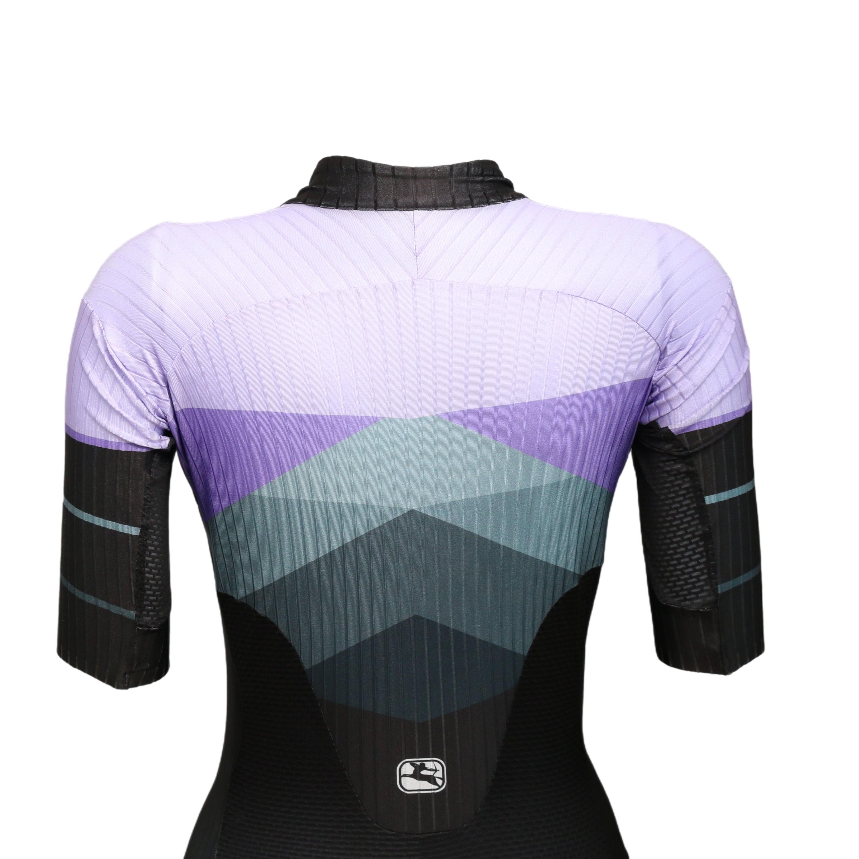 Macaquinho De Triathlon Feminino Giordana Ciclismo FR-C Pro Preto, Rosa E Roxo - Tamanho S