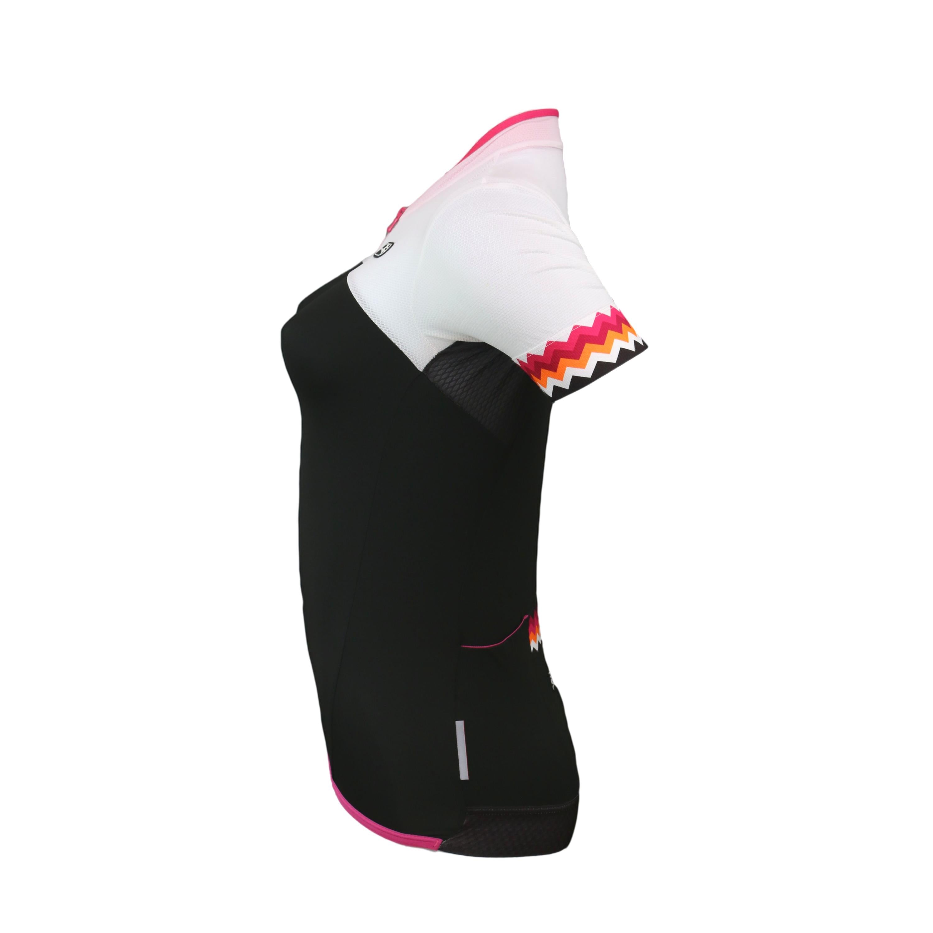 Jersey Feminina Ciclismo Giordana Lungo Preta, Branca E Rosa - Tamanho S