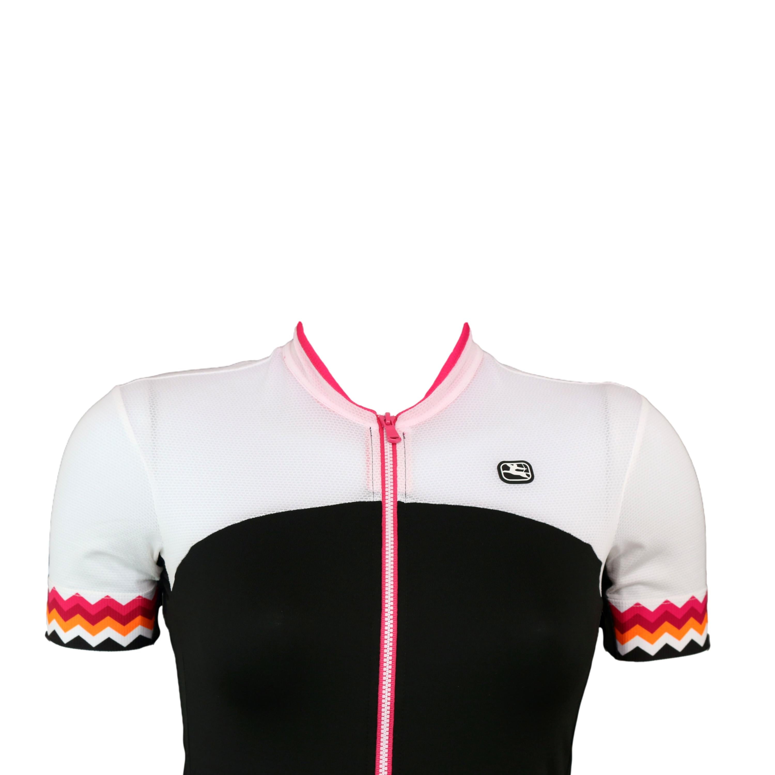 Jersey Feminina Ciclismo Giordana Lungo Preta, Branca E Rosa - Tamanho S