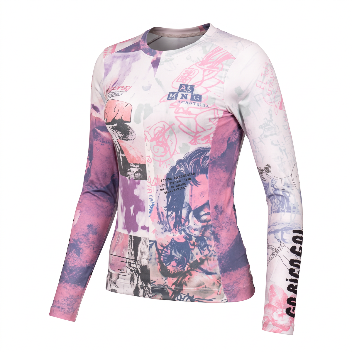 Jersey Manga Longa Feminina Go Rigo Go!  Bege/ Rosa/ Azul - Tamanho S