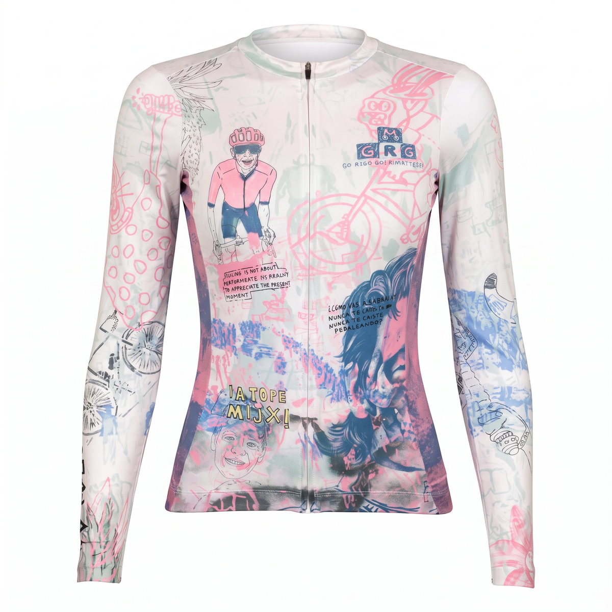 Jersey Manga Longa Feminina Go Rigo Go!  Bege/ Rosa/ Azul - Tamanho S