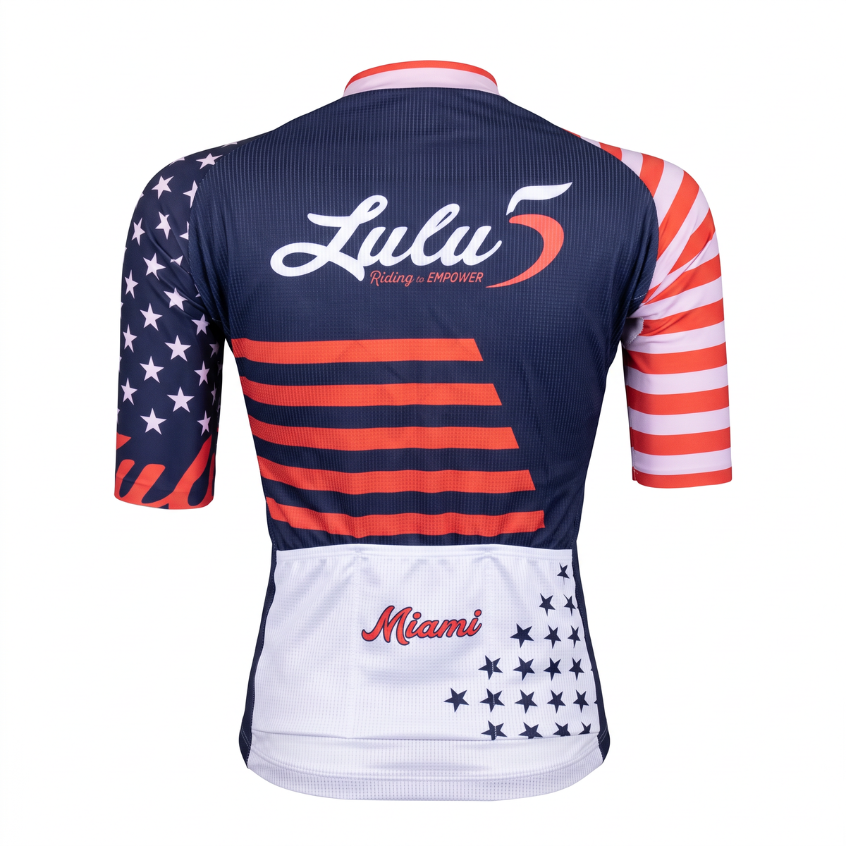 Jersey Feminina Mynd Lulu Riding To Empower Miami Azul e Vermelho - Tamanho M