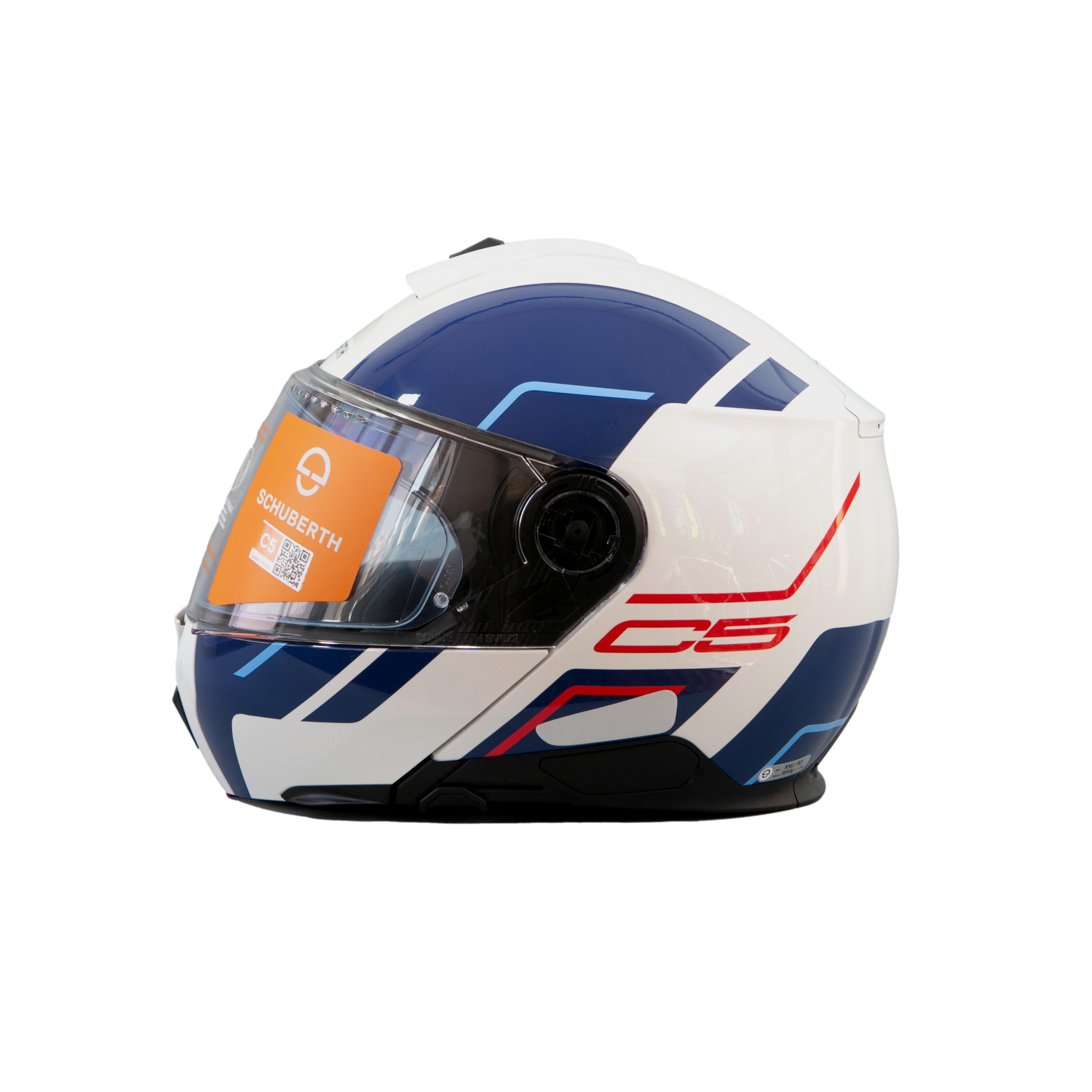 Capacete Masculino Motociclismo Shuberth C5 Pinlock 120 Branco/Azul Saquinho Proteção e Caixa - Tamanho XXL 63 (Novo)