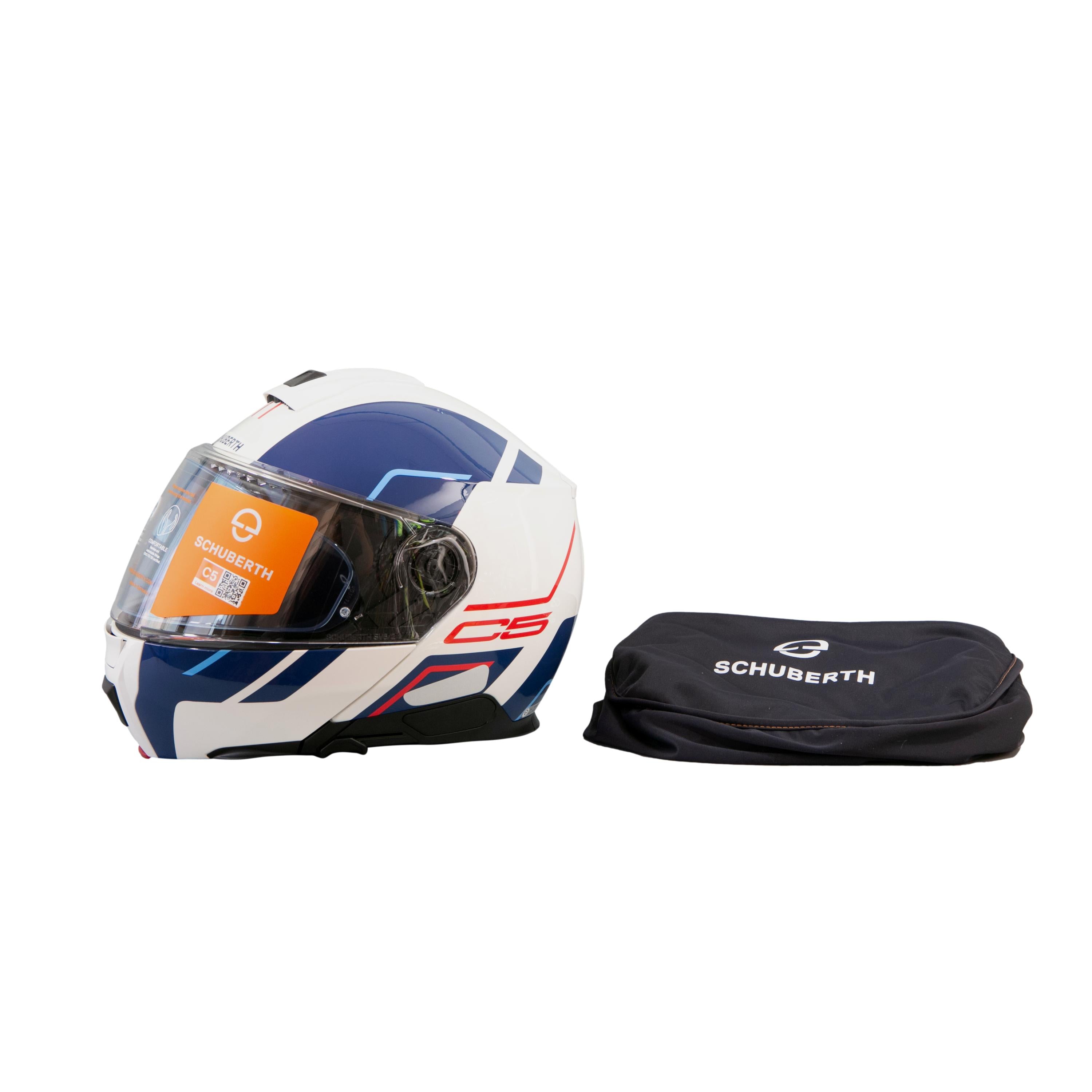 Capacete Masculino Motociclismo Shuberth C5 Pinlock 120 Branco/Azul Saquinho Proteção e Caixa - Tamanho XXL 63 (Novo)