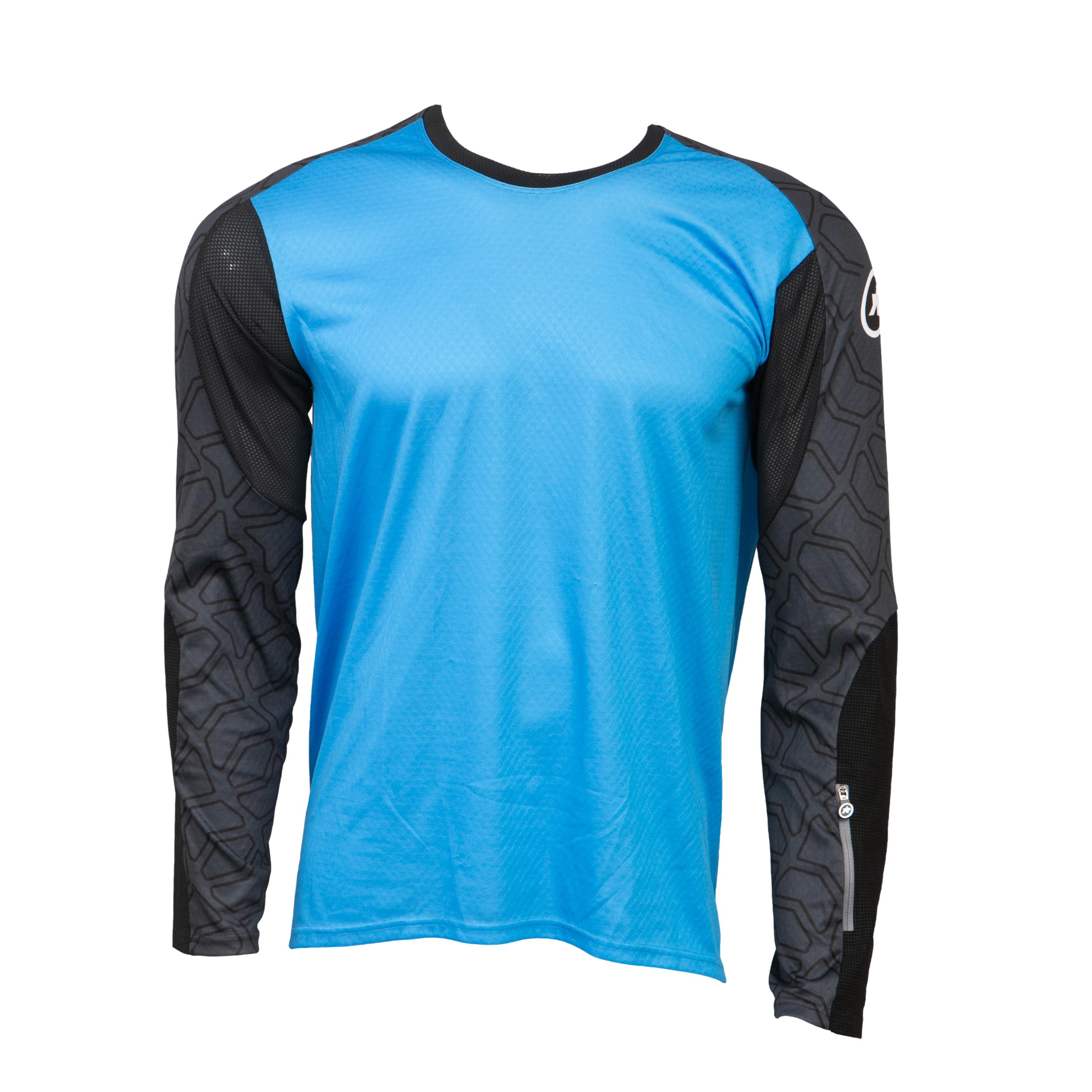 Camiseta Manga Longa Jersey Masculina Motociclismo Assos Trail LS Azul/Preta - Tamanho L