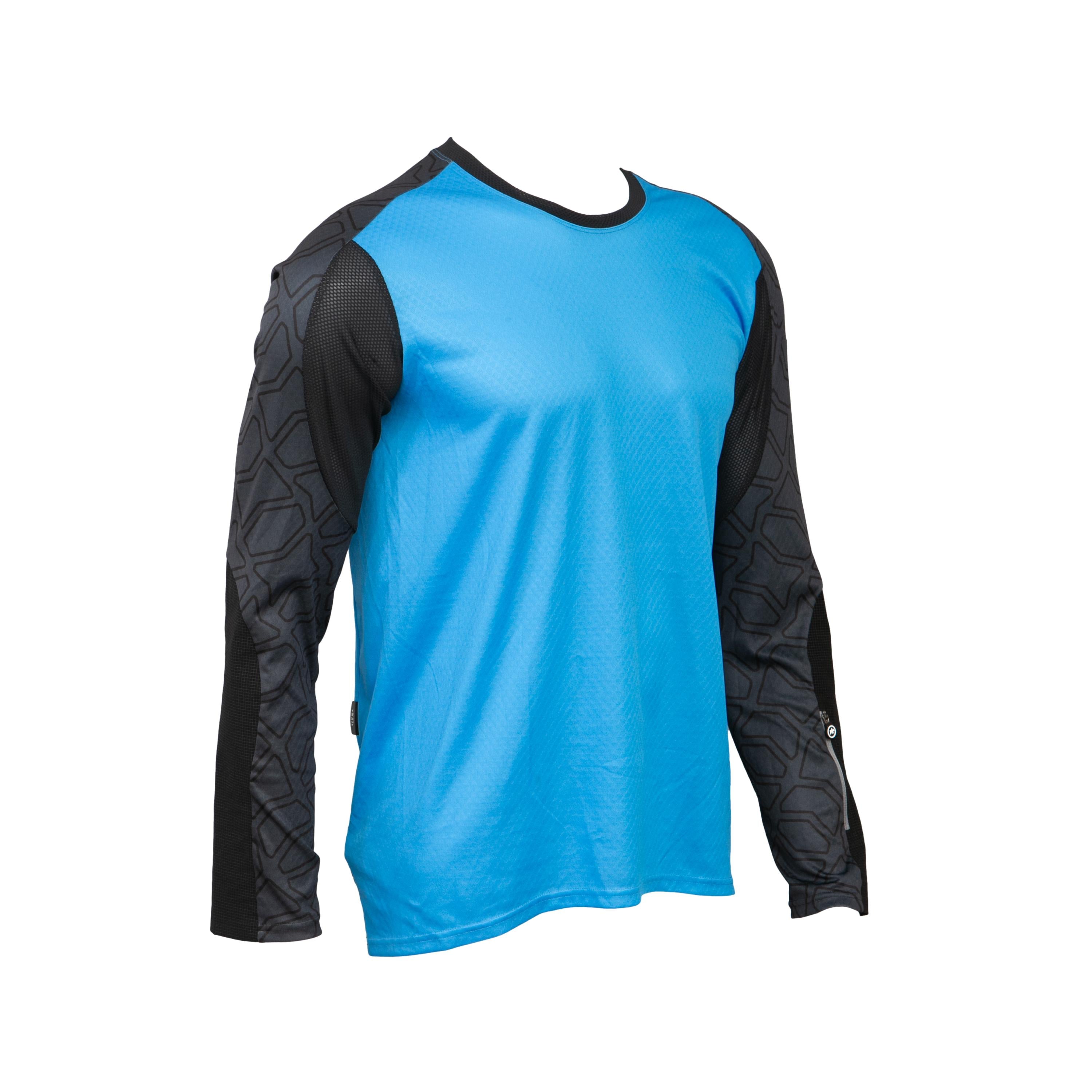 Camiseta Manga Longa Jersey Masculina Motociclismo Assos Trail LS Azul/Preta - Tamanho L