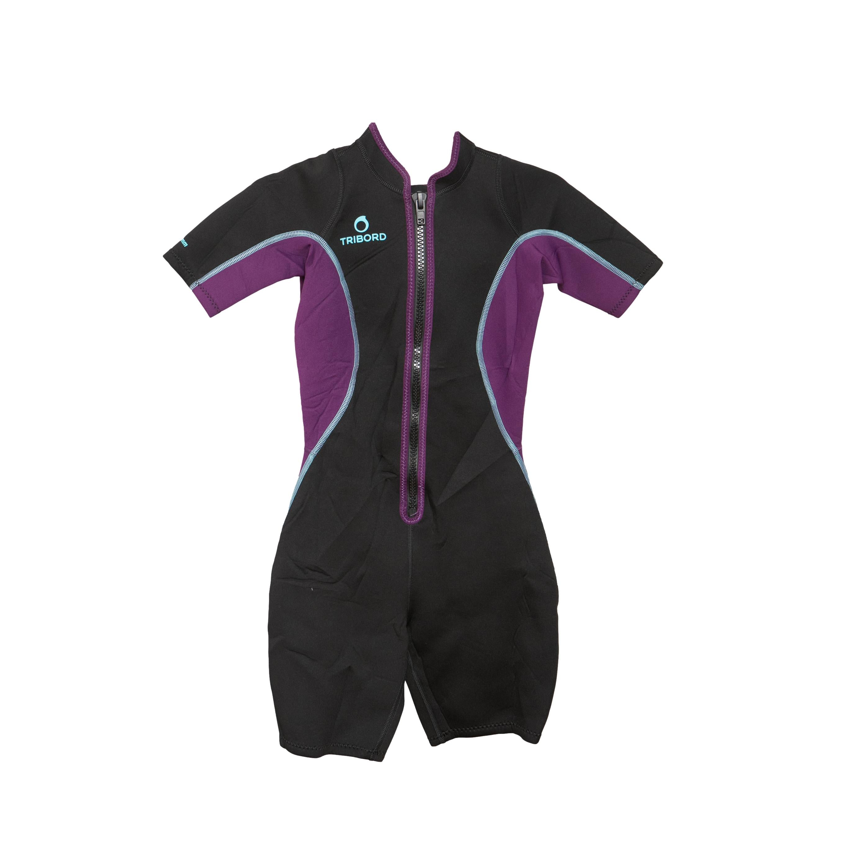 Macacão Feminino Curto Surf Decathlon Tribord Preto/Roxo - Tamanho XS