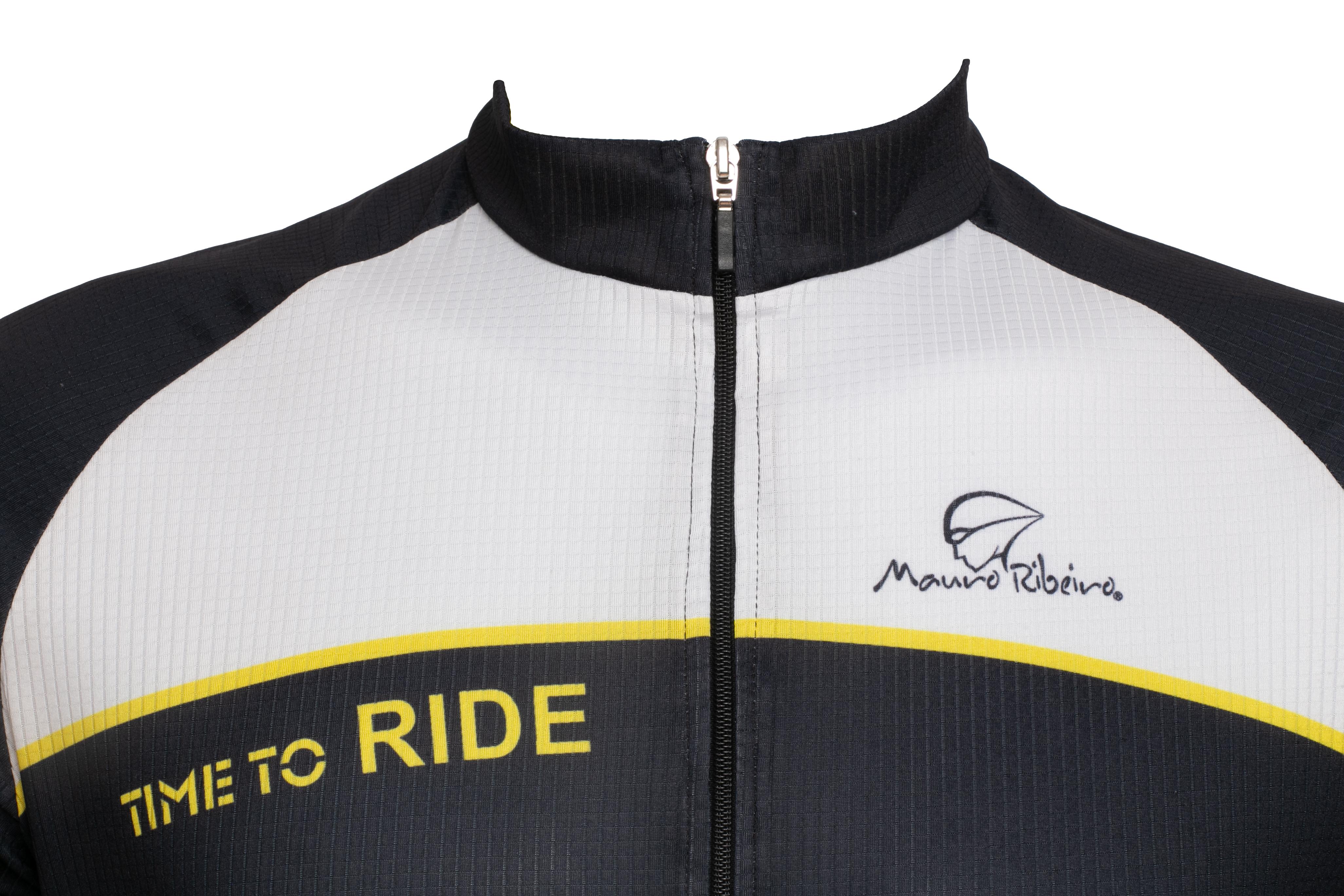 Camiseta Masculina Ciclismo Mauro Ribeiro Time To Ride Pro Action Preto/Branco - Tamanho GG