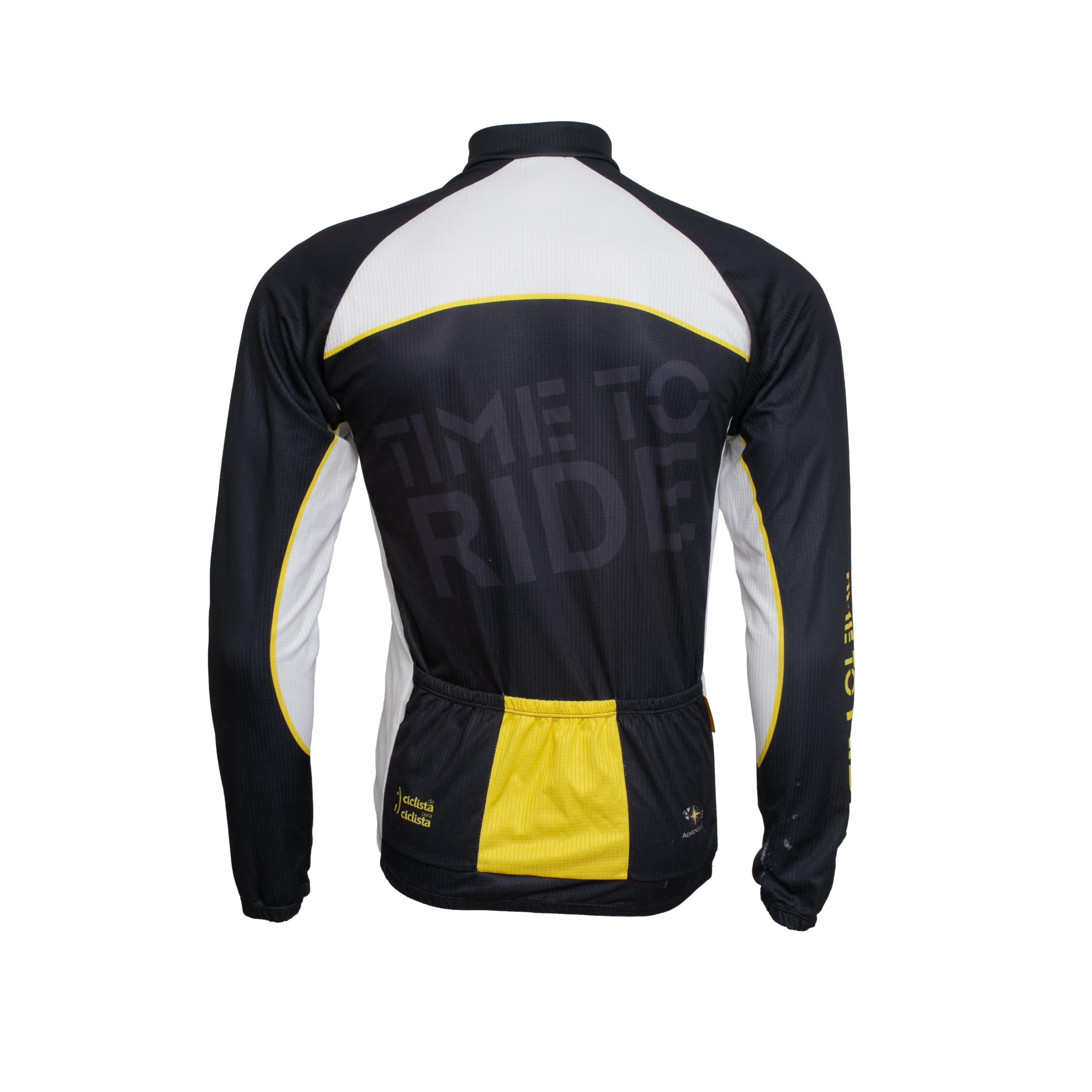 Camiseta Masculina Ciclismo Mauro Ribeiro Time To Ride Pro Action Preto/Branco - Tamanho GG