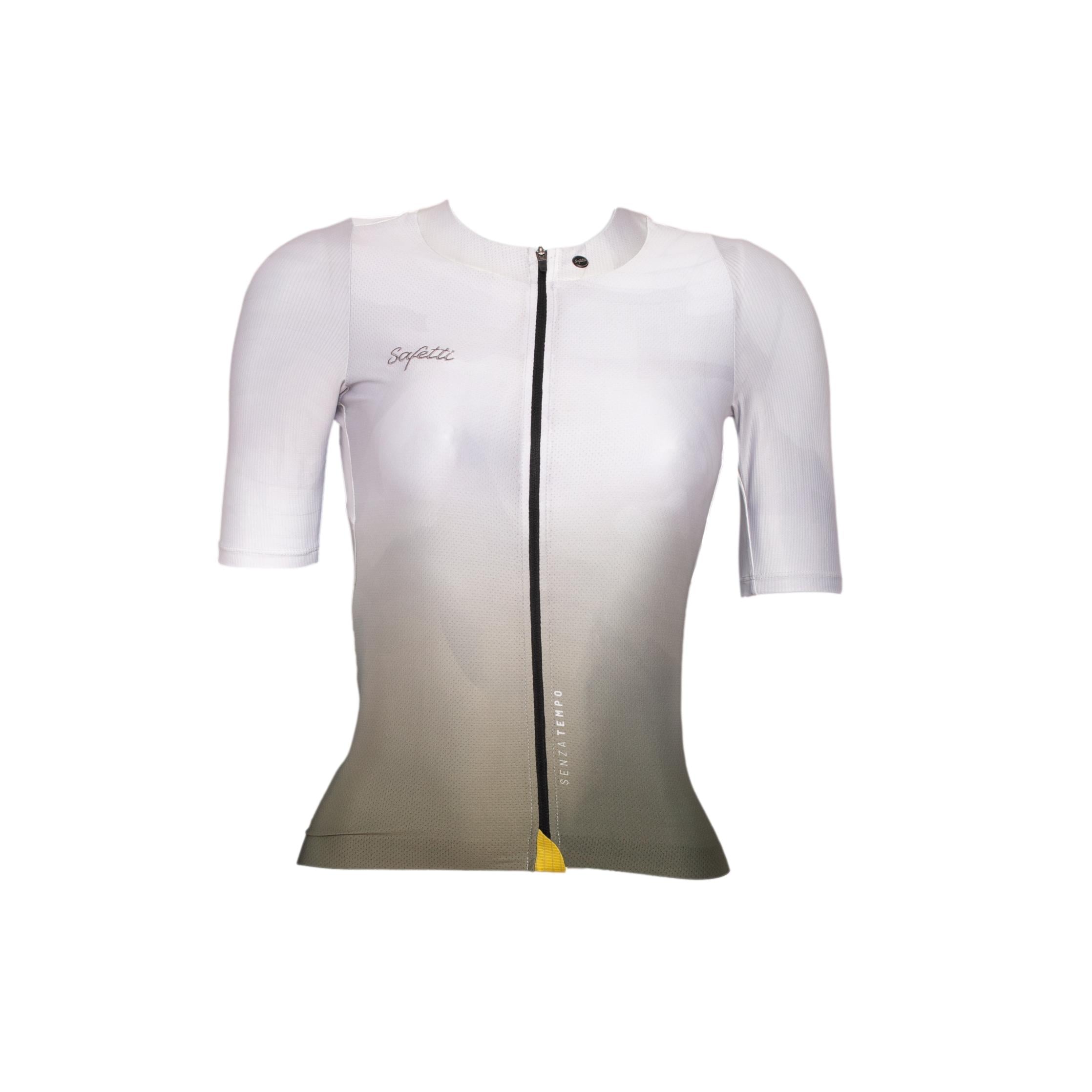 Camiseta Jersey Feminina Ciclismo Safety Senza Tempo Verde/Branco - Tamanho S