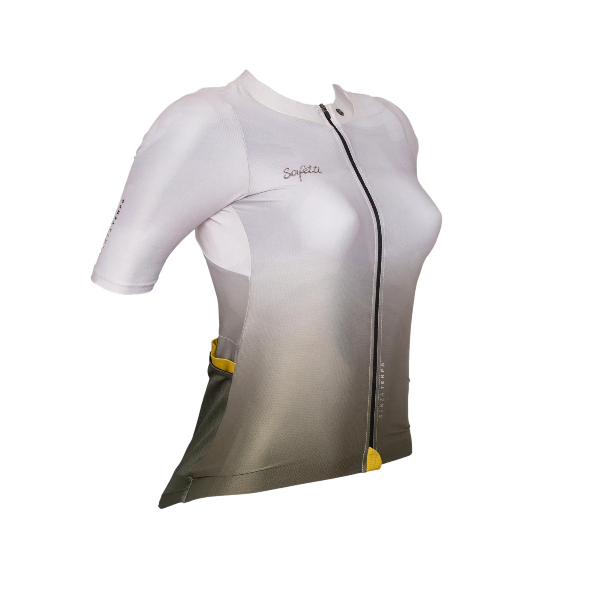 Camiseta Jersey Feminina Ciclismo Safety Senza Tempo Verde/Branco - Tamanho S