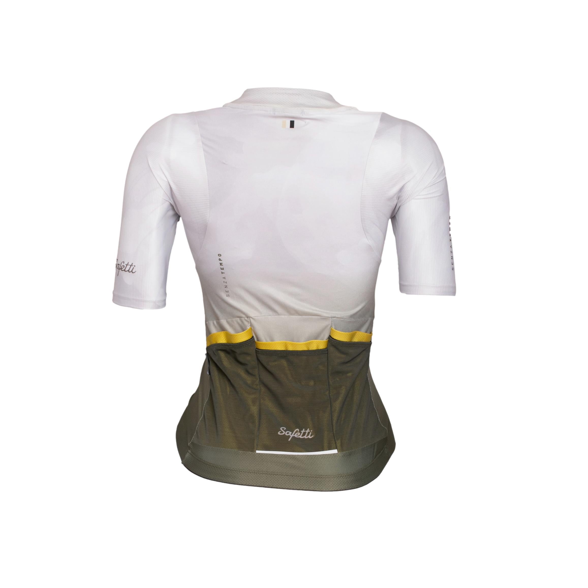 Camiseta Jersey Feminina Ciclismo Safety Senza Tempo Verde/Branco - Tamanho S