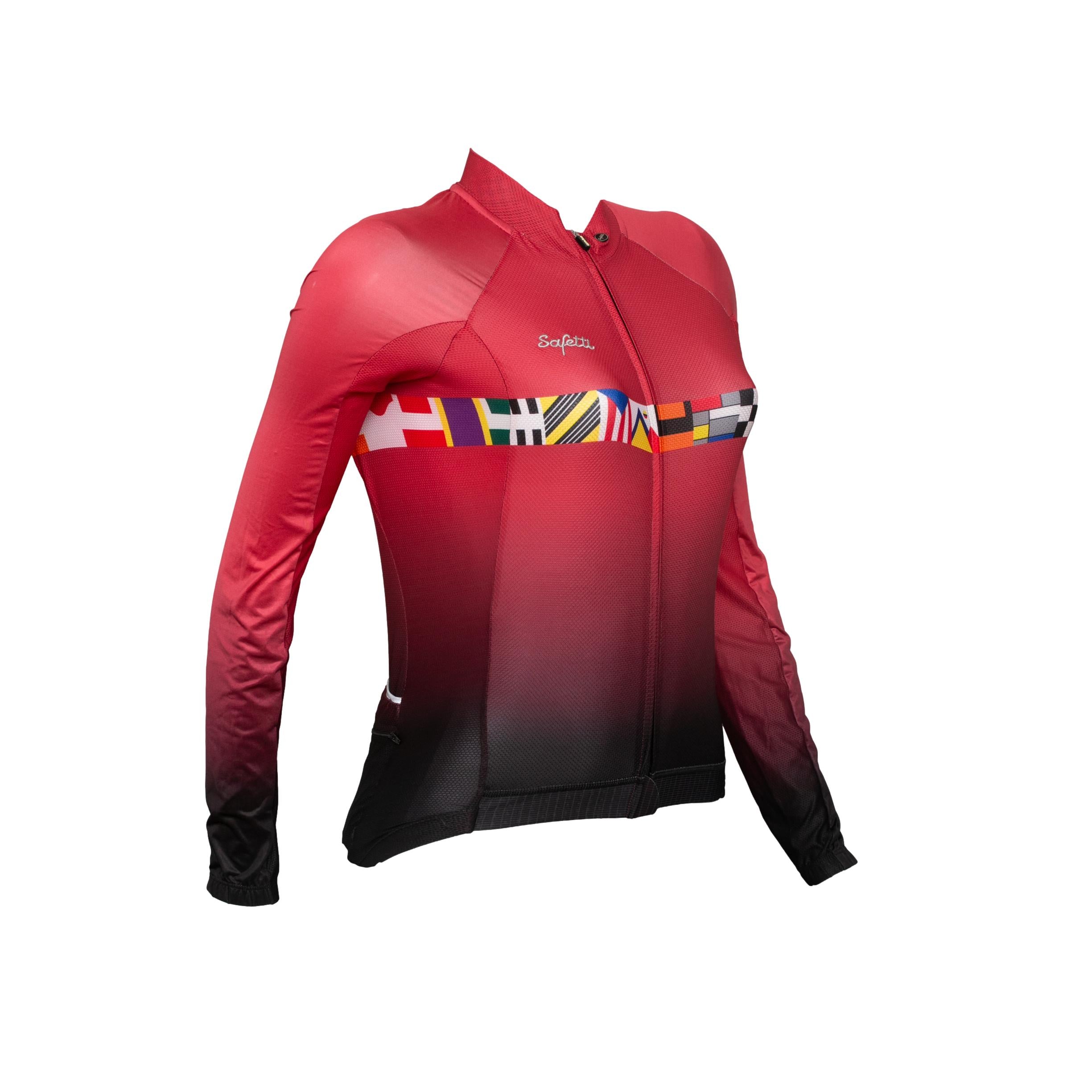 Camiseta Jersey Feminina Ciclismo Safety Monument Epiccycling Vermelha e Preta - Tamanho S