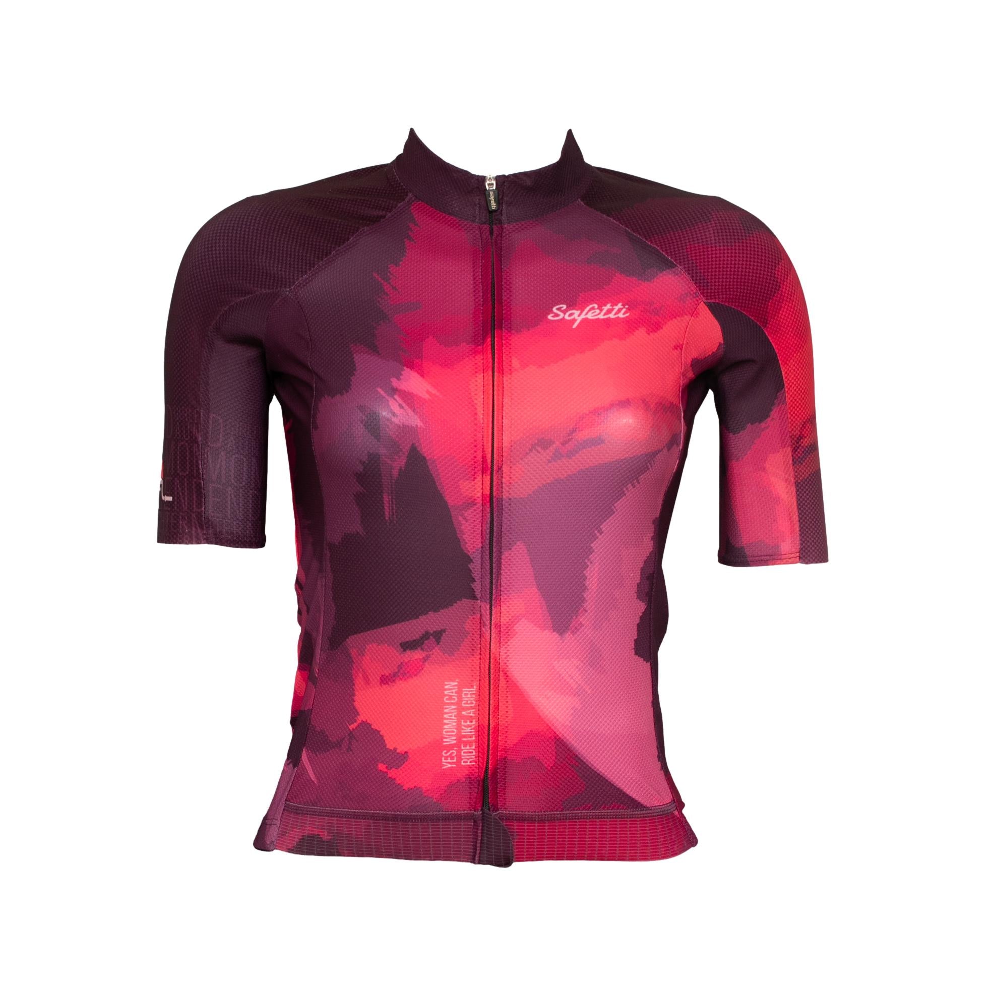 Camiseta Jersey Feminina Ciclismo Safety Roxo e Rosa - Tamanho S