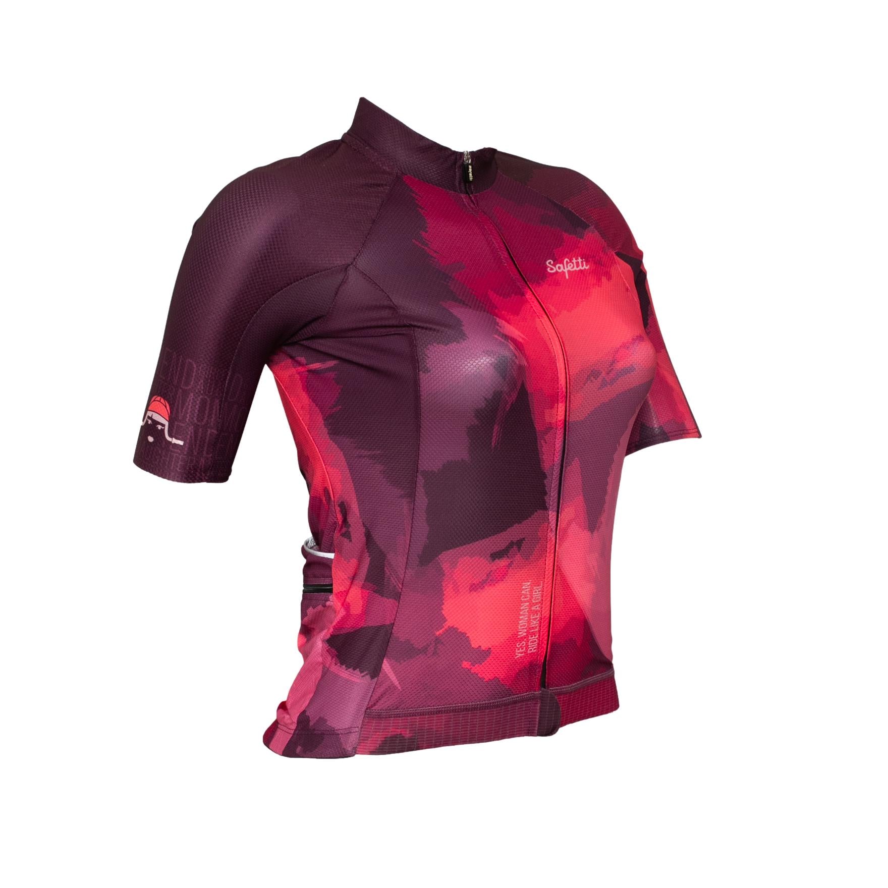 Camiseta Jersey Feminina Ciclismo Safety Roxo e Rosa - Tamanho S