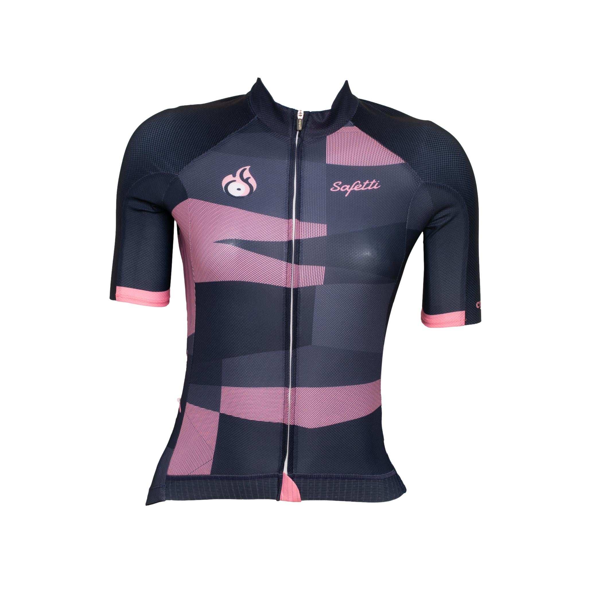 Camiseta Jersey Feminina Ciclismo Safety Azul e Rosa - Tamanho S