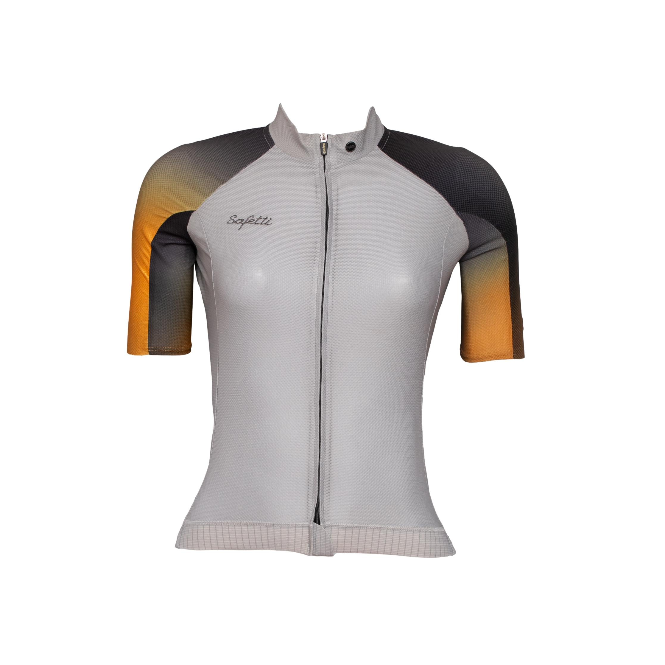 Camiseta Jersey Feminina Ciclismo Safety Libertá Cinza e Amarelo - Tamanho M