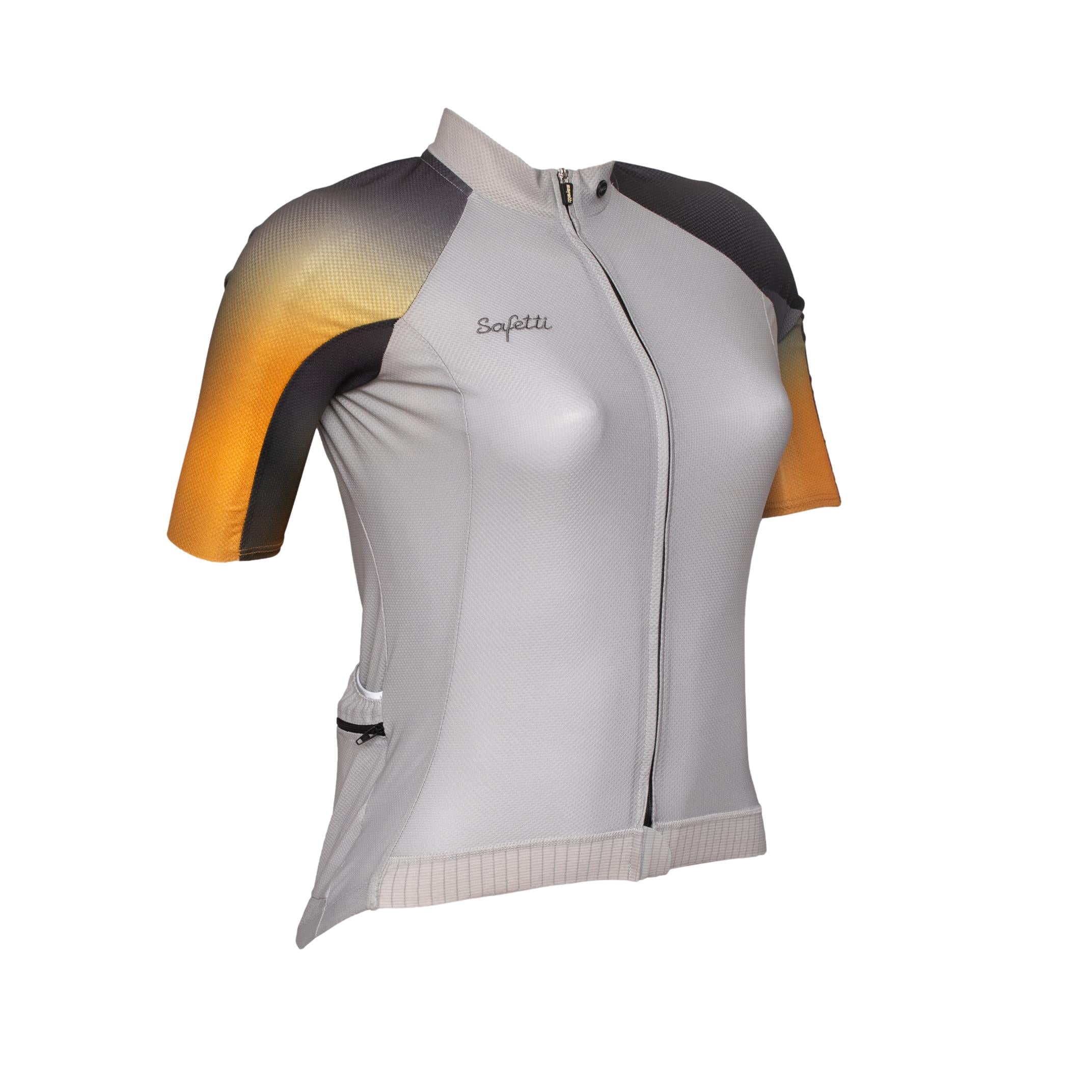 Camiseta Jersey Feminina Ciclismo Safety Libertá Cinza e Amarelo - Tamanho M