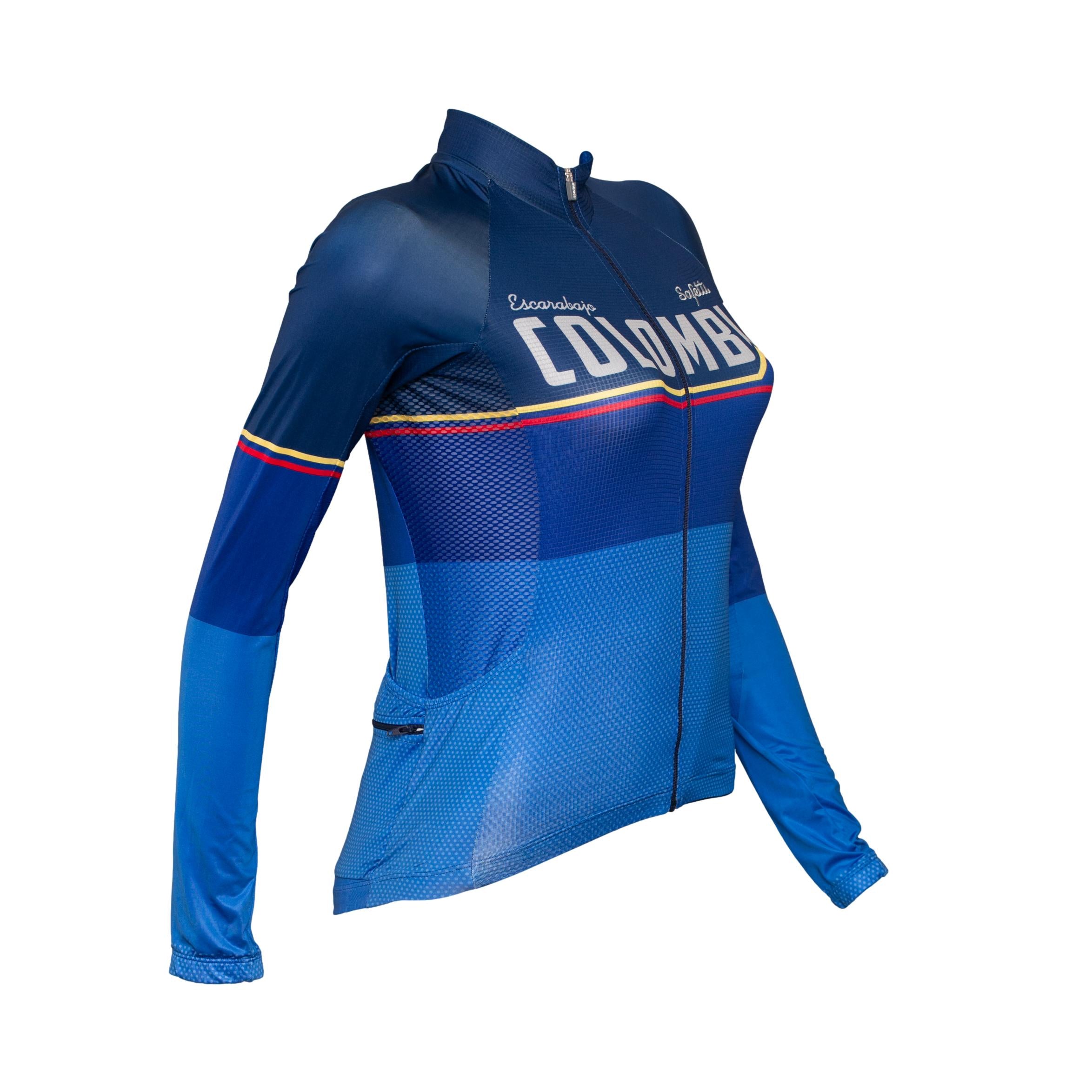 Camiseta Jersey Feminina Ciclismo Safety Eleganza Mitica Escarabajo Colombia Azul - Tamanho M