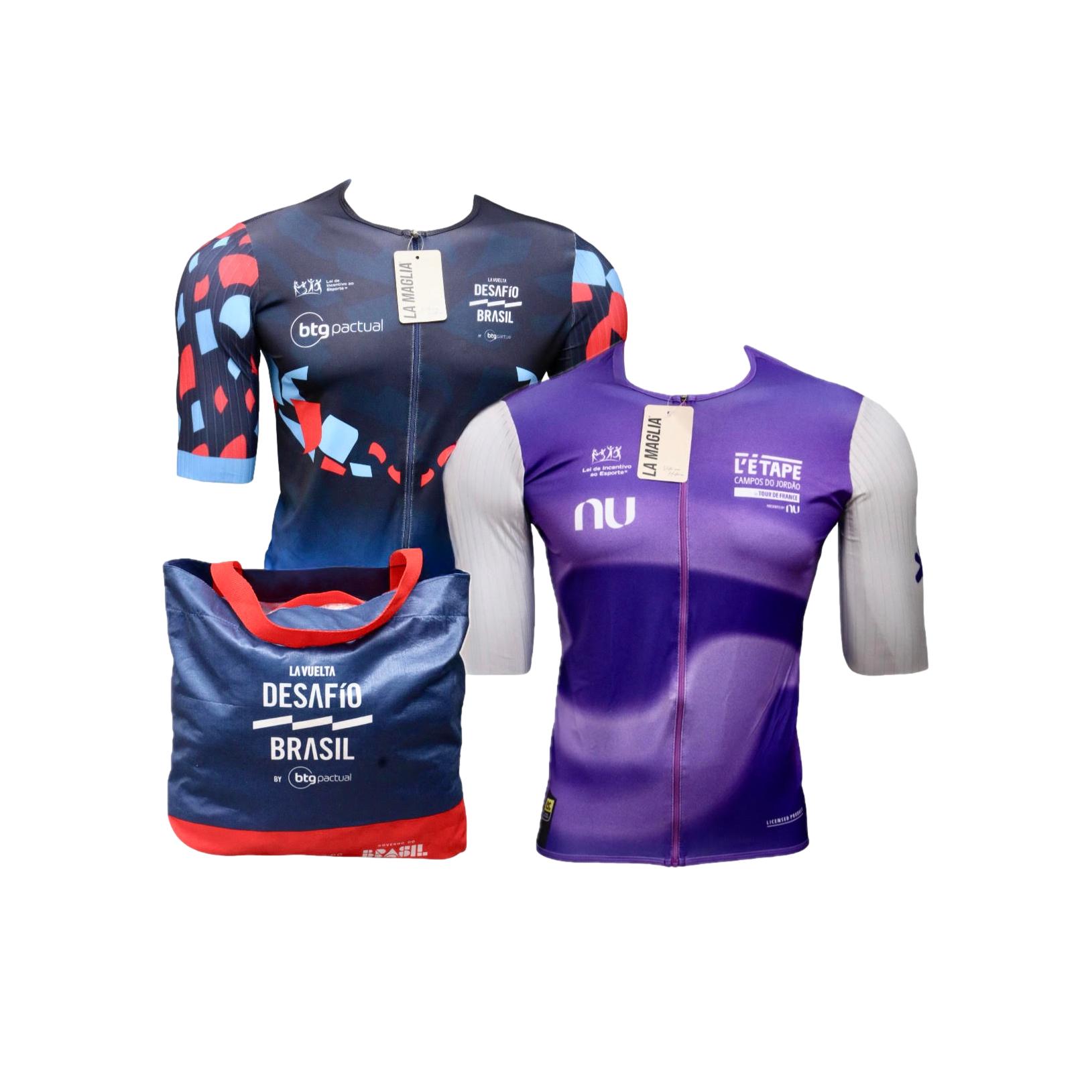 Kit 2 Jerseys Masculinas+ Sacola BTG Pactual Ciclismo La Maglia Letape Brasil - Tamanho G